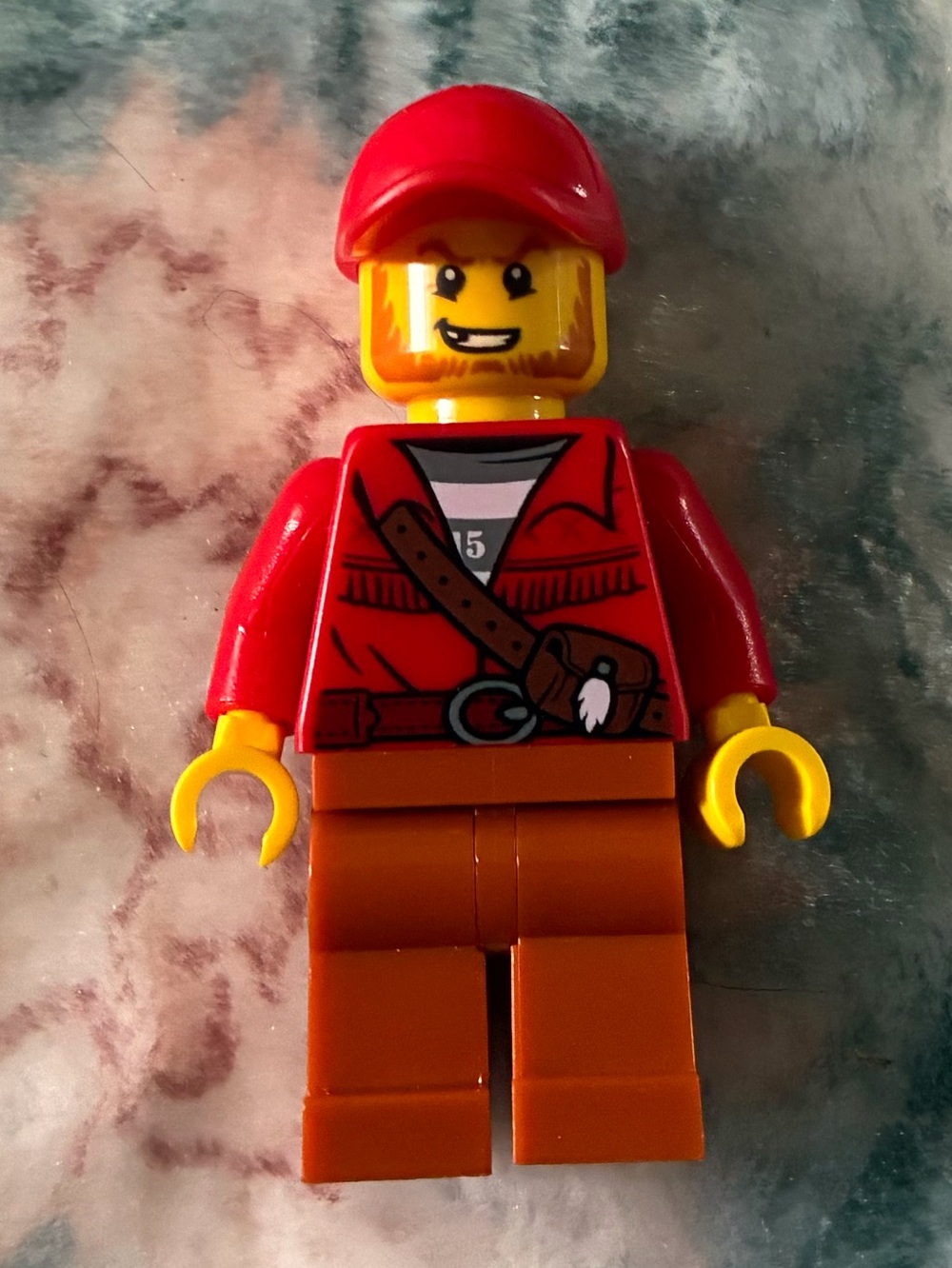 Red-Jacket Mini Figure with Brown Legs and Cap